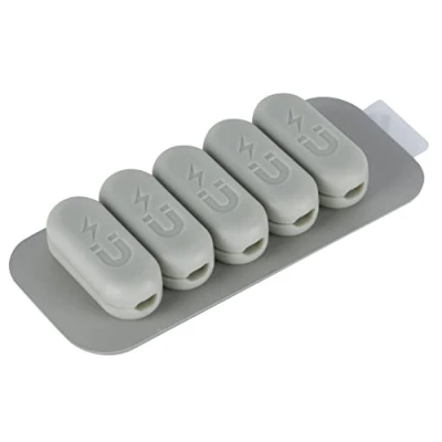 Afbeelding van Electraline 71707 5 pack magnetische kabelclips met zelfklevende metalen strip inbegrepen, desktop multikabelorganizer, netsnoerbeheer, USB oplaadkabel