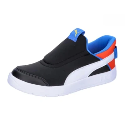 Afbeelding van PUMA Uniseks kinderen Courtflex V3 Sliptech PS Sneakers, Zwart Wit Redmazing, 30 EU