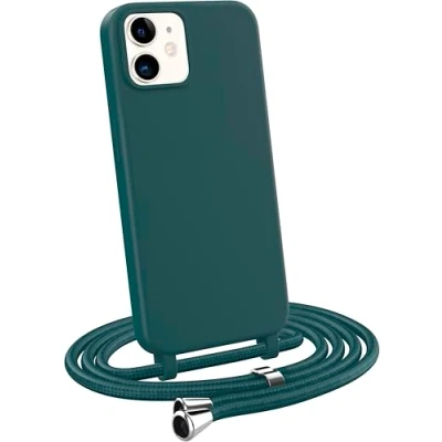 Afbeelding van MyGadget mobiele telefoonketting voor Apple iPhone 11 TPU hoesje met lint telefoonhoes telefoonriem om op te hangen Koord Koordhoes beschermhoes donkergroen