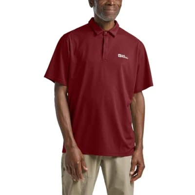 Afbeelding van Jack Wolfskin Delgami Poloshirt, Heren, Maat: Small, Deep ruby