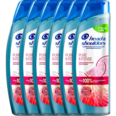 Afbeelding van 6x Head &amp; Shoulders Shampoo Anti Roos Pure Intensen Grapefruit 250 ml