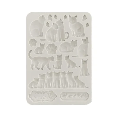 Afbeelding van Stamperia International KFT Silicon Mould A5 Orchideeën Katten, Grijs, 15,2 x 20,3 cm