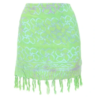 Afbeelding van GURU SHOP Korte wikkelrok met franjes, strandrok, dames, blauw, synthetisch, maat: 40, groen, 40