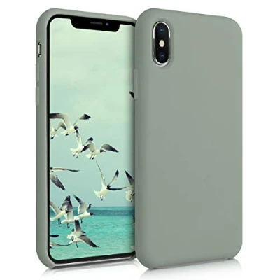 Afbeelding van kwmobile telefoonhoesje geschikt voor Apple iPhone XS Max Hoesje met siliconen coating Smartphone case in grijsgroen
