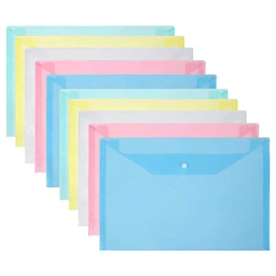 Afbeelding van Vicloon Plastic Portemonnees, 10 Stuks A4 Bestandsmappen Foolscap Document Portemonnee Bestanden Popper Envelop Mappen voor School Kantoor Huiswerk Reizen Opbergzakken (10 stks Multicolor)