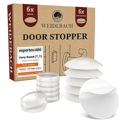Afbeelding van Weidebach® Deurstoppers, deurbuffers, gemengd wit en transparant, elastisch, rubber, zelfklevend, 20 x 5 mm/40 8 mm, 12 stuks