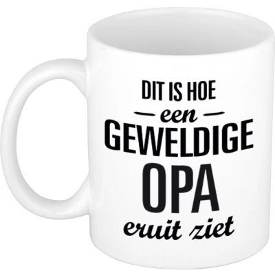 Afbeelding van Geweldige opa cadeau mok / beker wit 300 ml feest mokken