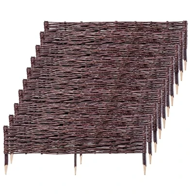Afbeelding van KADAX Palissade van wilgentenen, natuurlijk wilgenhek, handgemaakt wilgenvlechthek, tuinhek voor paden en bloembedden, omheining gazonrand (10 stuks 100 x 20 cm)
