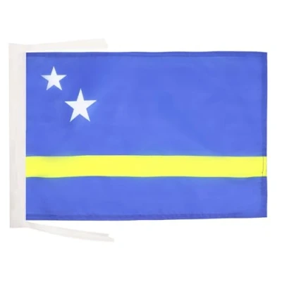 Afbeelding van Curaçaose vlag 45x30 cm koorden KLEINE vlaggen 30 x 45 Banier 18x12 in hoge kwaliteit AZ FLAG