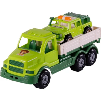 Afbeelding van Cavallino Toys XL Torpedo Vrachtwagen met Survival Jeep Groen, 44,5cm