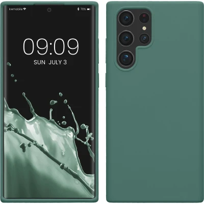 Afbeelding van kwmobile telefoonhoesje geschikt voor Samsung Galaxy S22 Ultra Hoesje met siliconen coating Smartphone case in dennengroen