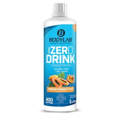 Afbeelding van Bodylab24 Vital zero Drink Concentrated Papaja Passievrucht 1000ml, drinkconcentraat suikervrij, siroop, met vitaminen en l carnitine, sportdrank weinig calorieën