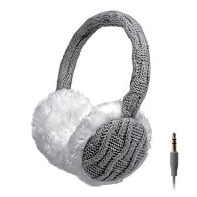 Afbeelding van WOOL stereo headset met microfoon en antwoordknop, grijs/wit, 3,5 mm jack