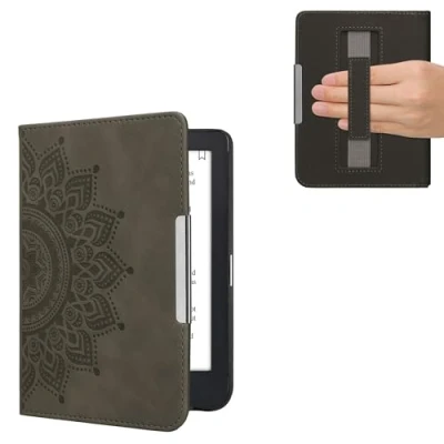Afbeelding van kwmobile ereader hoesje van kunstleer geschikt voor Kobo Clara 2E Met magneetsluiting In grijs Opkomende Zon design