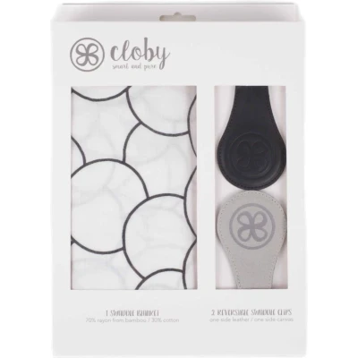 Afbeelding van Cloby 2 stuks magnetische leren magneten, tweekleurig, achterkant van grijs zeildoek, voor bevestiging zonwering aan de kinderwagen