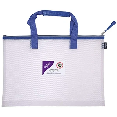 Afbeelding van Snopake A4++ Hoge Capaciteit EVA Mesh Project/Boek Tas [Pack van 1] Heavy Duty met Soft Grip Draaggreep [Helder/Blauw] 15871