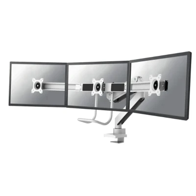 Afbeelding van NM D775DX3WHITE is een gasgeveerde bureausteun met crossbar en hendel voor flat screens t/m 27 inch (68,6 cm).