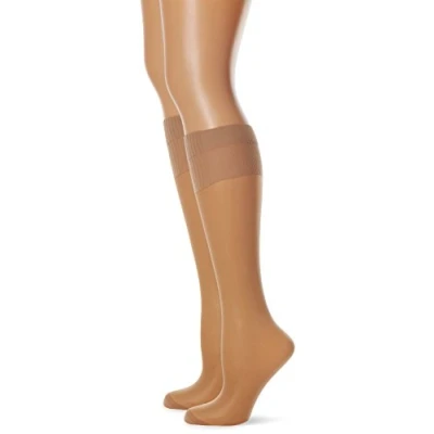 Afbeelding van Dim Dames Pack van 2, Mi Bas Absolu Flex Support Kousen, 20 Den, Beige (Caramel 2f4), Eén maat