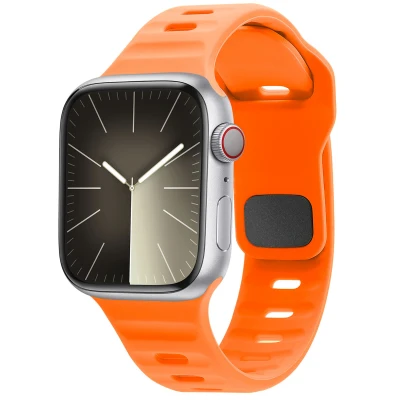 Afbeelding van Apple Watch bandje Siliconen en TPU (zacht) Oranje Geschikt voor Series1/2/3/4/5/6/7/8/9/10/SE (38/40/41 mm) Series 10 (42