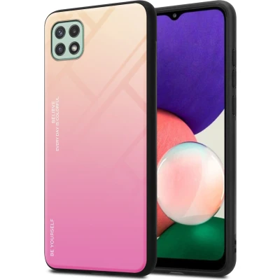 Afbeelding van Cadorabo Hoesje geschikt voor Samsung Galaxy A22 5G in GEEL ROZE Tweekleurige beschermhoes TPU silicone Case Cover