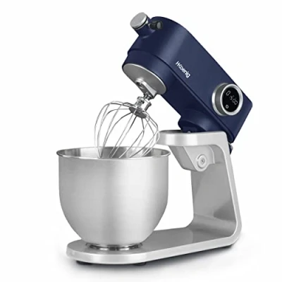 Afbeelding van H.Koenig Professionele Multifunctionele Kneedmachine KM126, 5L, Mat Blauw, Roestvrijstaal, 800W, Krachtig, 8 Snelheden, Kneden, Opkloppen, Mengen, Mixen, Haak, Kneedmachine, Spatwaterdicht Deksel