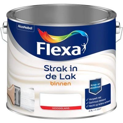 Afbeelding van flexa strak in de lak binnenlak hoogglans ral 9001 0.75 ltr