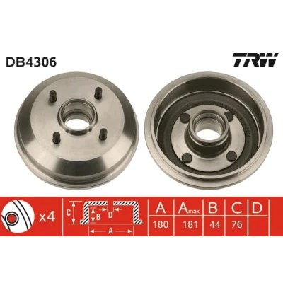 Afbeelding van Trw Remtrommel DB4306