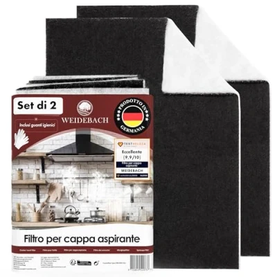 Afbeelding van WEIDEBACH® 2 x COMBI filter voor afzuigkap met actieve kool en vetfilter, 57 47 cm [op maat te snijden] ca. 1,7 dik afzuigkapfilter, combifilter afzuigkap, koolfilter