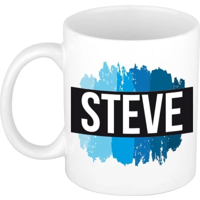Afbeelding van Steve Naam / voornaam kado beker mok verfstrepen Gepersonaliseerde met mokken
