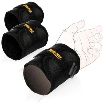 Afbeelding van COM FOUR® 3x magneetarmband voor ambachtslieden met elk 3 sterke magneten magnetische armband schroeven, spijkers, bits en gereedschap cadeau doe het zelvers