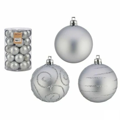 Afbeelding van Set kerstballen Zilverkleurig PVC Ø 6 cm (4 Stuks)