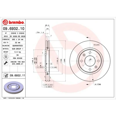 Afbeelding van Brembo Remschijf 09.6932.11
