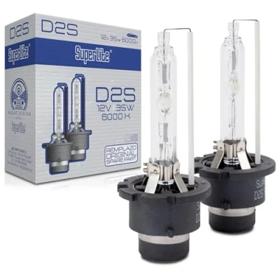 Afbeelding van Superlite Set van 2 Xenon D2S 12V 35W 6000K koplampen voor Night Vision hoofdkoplampen. E1 R37/03 goedgekeurd en RoHs CE gecertificeerd. Wit licht superieure zichtbaarheid.