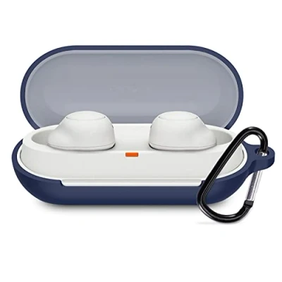 Afbeelding van GIOPUEY Cilicone Hoesje compatibel met Sony WF C700N, ultradunne zachte hoes, slim fit, valbestendig, niet gemakkelijk vuil marineblauw
