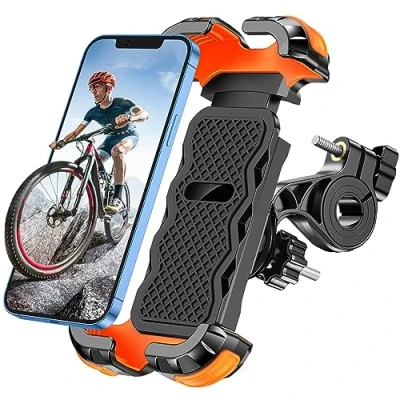 Afbeelding van Glangeh Fietstelefoonhouder, [Secure Lock] 8S Quick Install Anti val Motorbike Telefoonhouder, 360 draaibare fiets telefoonhouder voor 4,7&quot; 6,8&quot; mobiele telefoons, fietsstandaard past op