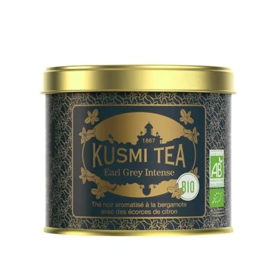 Afbeelding van Kusmi Tea Earl Grey Intense Bio Zwarte Thee gearomatiseerd met bergamot en citroenschil Metalen Blik 100 gr Ongeveer 40 kopjes