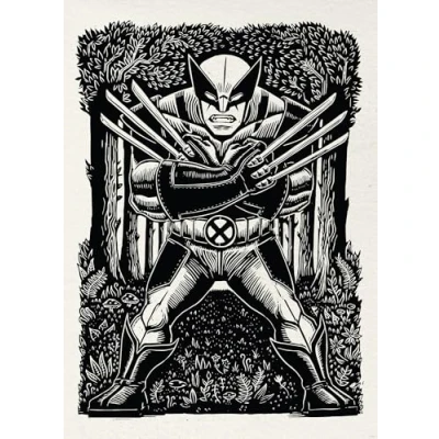 Afbeelding van Komar Artprint Marvel Wolverine Lino Cut 50 x 70 cm (breedte hoogte) kinderkamer, wandsticker (set)