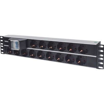 Afbeelding van Intellinet 714051 19 inch Stekkerdoos voor patchkast 2 HE Geaarde contactdoos Zwart