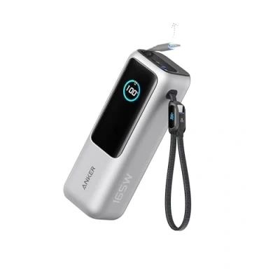 Afbeelding van Anker Laptop Powerbank, 25000 mAh externe accu met 3 x 100 W USB C poorten voor multi apparaten, geïntegreerde + intrekbare kabel, iPhone 16/15, MacBook, Samsung en meer