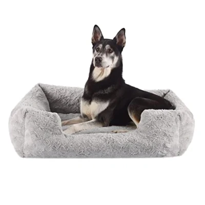Afbeelding van Best Friends by Sheri Soothe &amp; Snooze Lounge Lux Memory Foam Rectangular Dog Bed, Washable, Grey, Large 36&quot; x 27&quot;