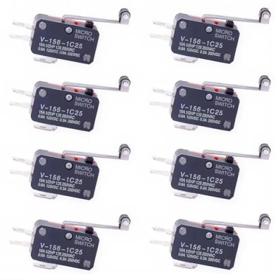 Afbeelding van CESFONJER 8 stuks 156 1 C25 micro eindschakelaar met lange scharnier, tuimelschakelaar voor rolluiken SPDT Arduino, verspreid in apparaten, elektronische automaten