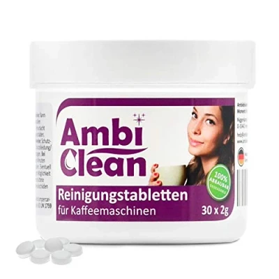Afbeelding van AmbiClean Reinigingstabletten voor koffiezetapparaten, grondig, smaakneutraal, koffievetoplosser en koffieolie oplosser Jura, Siemens, Delonghi, Krups, Melitta, Bosch nog veel meer, 30 stuks