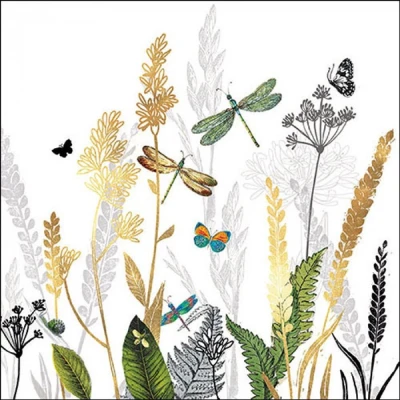 Afbeelding van CraftEmotions servetten 5st Bloemen mix wit 33x33cm Ambiente 13317470 (05 23)