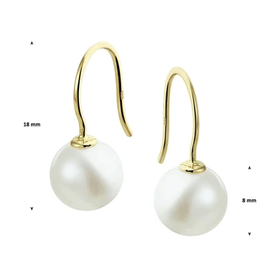 Afbeelding van Trendjuwelier huiscollectie Oorhangers Parel 8 mm Geelgoud Glanzend