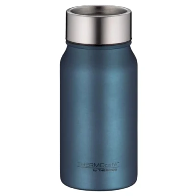 Afbeelding van THERMOcafé by THERMOS TC DRINKING MUG blue mat 0,35 l, thermobeker van roestvrij staal, isolatiebeker, koffiebeker om mee te nemen, lekvrij, 8 uur warm en 16 koud, vaatwasmachinebestendig,