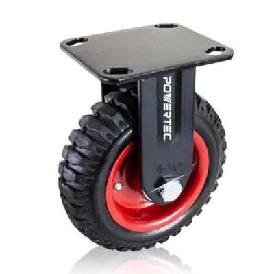 Afbeelding van POWERTEC 17052V vaste zware industriële zwenkwiel, 6 1/4 inch, 1 PK, 1/4&quot;, zwart