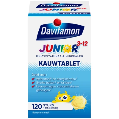 Afbeelding van Davitamon Junior 3 12 Banaan 120 Kauwtabletten