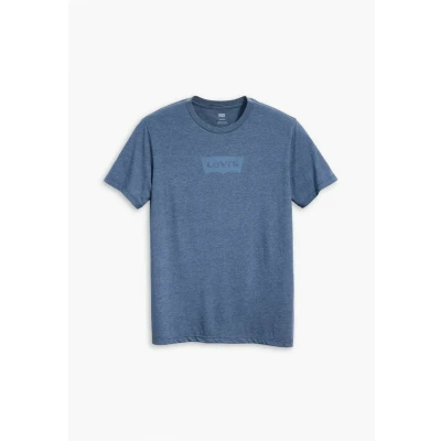 Afbeelding van Levi&#039;s heren T shirt met logo en gemêleerd dessin in de kleur Staalblauw, maat: XS