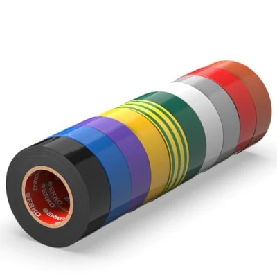 Afbeelding van ERKO isolatietape 15 mm x 10 m MIX stuks voor elektrische leidingen. Hoge flexibiliteit en kleefkracht plakband afdichtingstape, meerkleurig