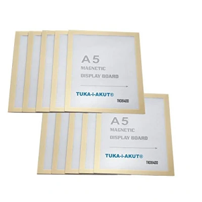 Afbeelding van TUKA i AKUT [10x] A5 Infoframe Magneetlijst met Zelfklevende Achterkant, Gemakkelijk Uitwisselbaare Magnetische Wissellijst voor Wanden en Deuren, Magneetdisplay Set van 10 Goud Kleur TKD8400 10x